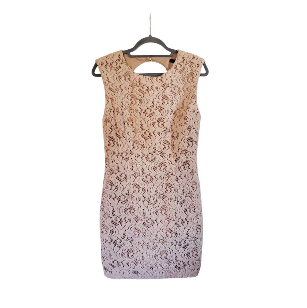 Ark & Co Cream Crochet Fuzzy Sheath Cocktail Mini Dress, Women's Size Large
